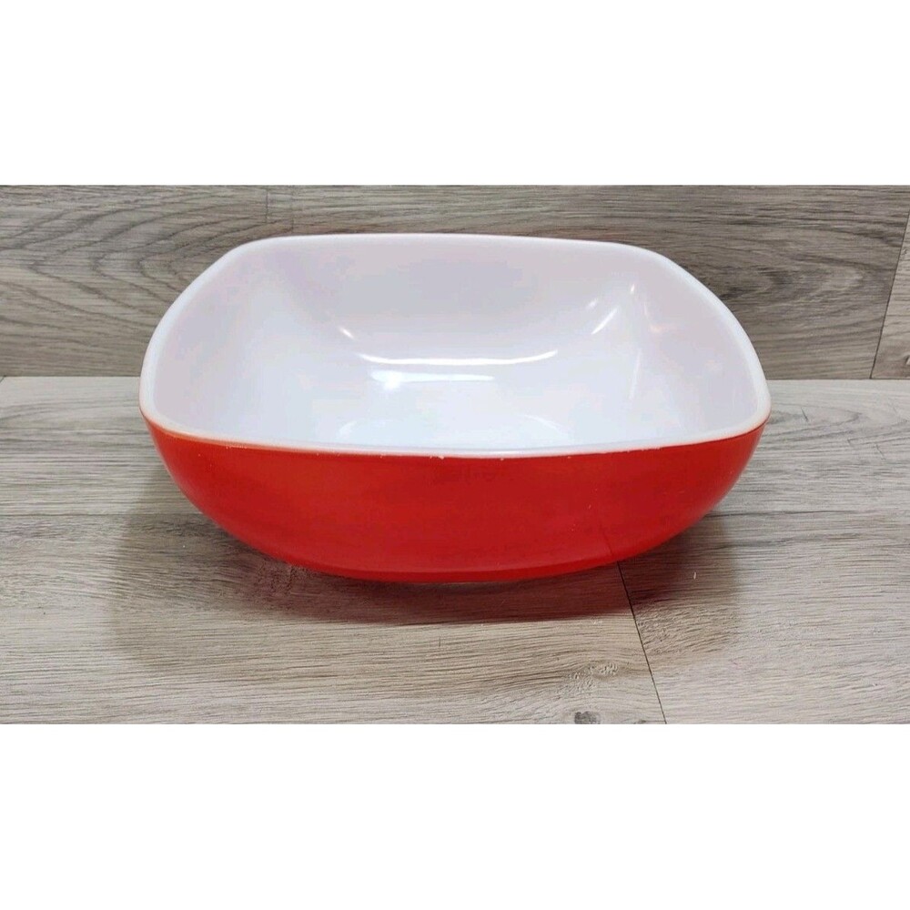 Vintage Pyrex Primary Red Hostess 525B 2.5 QT Square Casserole Baking Dish